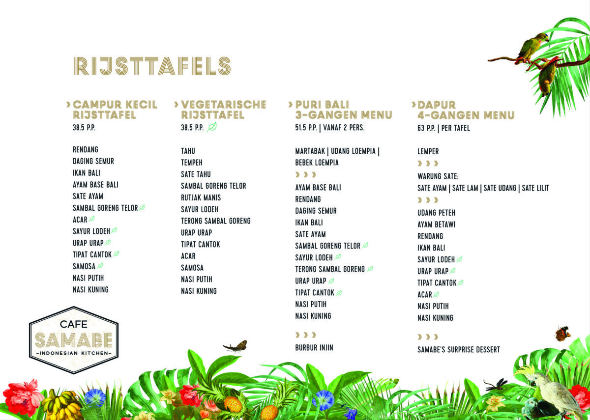 menukaart rijsttafels